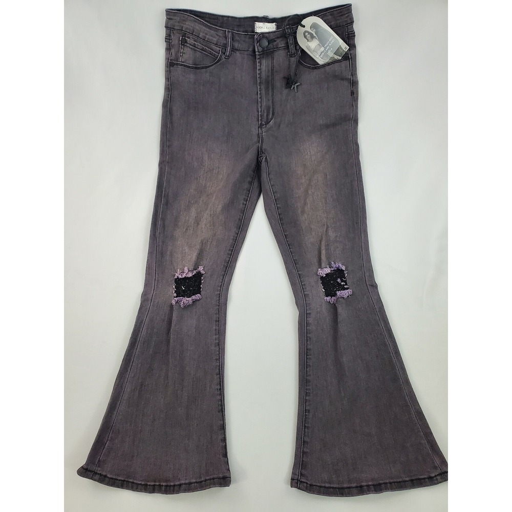 Kendall + Kylie Melrose Grey Crop Flare High Rise Jeans KK21-304HR Sz 13/14